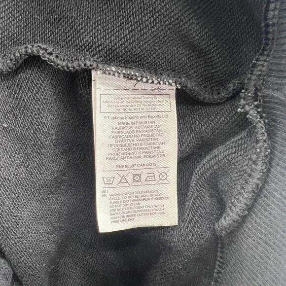 Adidas Hoodie Womens Medium Black Sweatshirt Long Sleeve Tight Knit Gym Trefoil - Picture 9 of 11